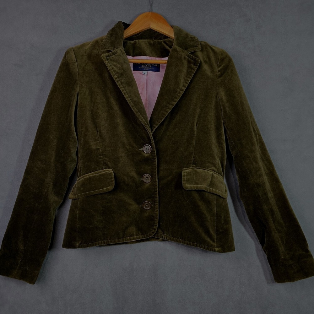 Juicy Couture Brown Velvet Like Vtg Pink Fully Lined Blazer Jacket Y2K USA Sz L